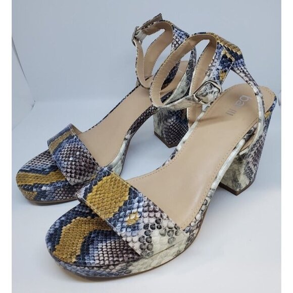 Bar III Women's Cabey Block Heel Sandals Snake Print Size 7M Ankle Strap - Picture 6 of 8